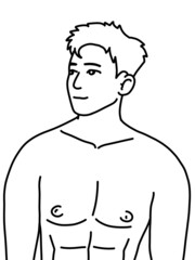 black and white of cute man cartoon for coloring