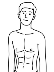 Fototapeta premium black and white of cute man cartoon for coloring