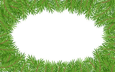 Fototapeta na wymiar Christmas green coniferous fir tree pine realistic dark and light background with white space with different branches. Place for website header, headline, congratulatory words. Vector illustration