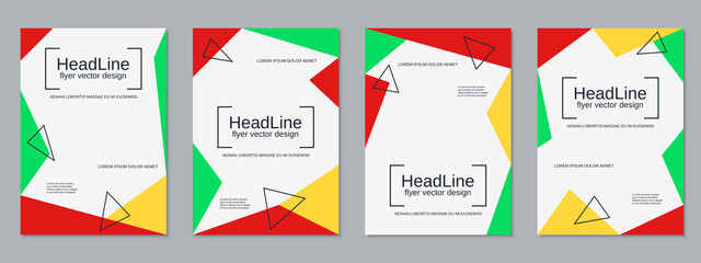 Modern geometric style trendy business flyer, booklet, brochure cover vector design templates collection. A4 format