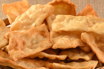 Rich wheat flour puff pastry ready to eat. Christmas tradition. Graphic resource,