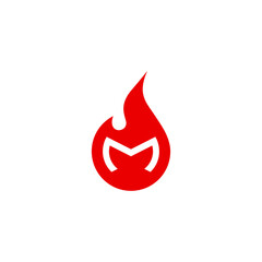 M Modern Fire Logo Simple Vector Design