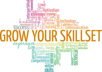 Fototapeta premium Grow Your Skill Set conceptual vector illustration word cloud isolated on white background.