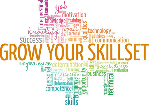 Grow Your Skill Set conceptual vector illustration word cloud isolated on white background.