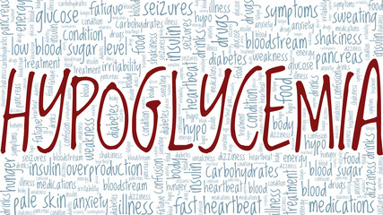 Hypoglycemia conceptual vector illustration word cloud isolated on white background.