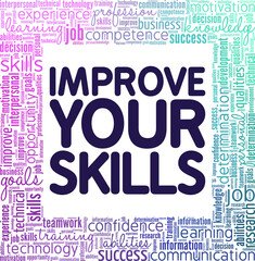 Improve your skills conceptual vector illustration word cloud isolated on white background.