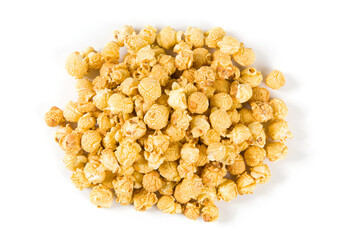 Heap of delicious popcorn isolated on white background