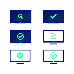 Monitor Checklist Yes Simple Modern Logo Vector Design 