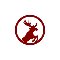 Deer Logo Shield Red Vector Design modern 