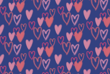 ピンクと赤のハートの紺背景の壁紙
