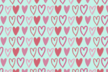 ピンクと赤の規則的なハートの水色背景の壁紙