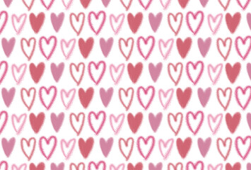 ピンクと赤の規則的なハートの白背景の壁紙
