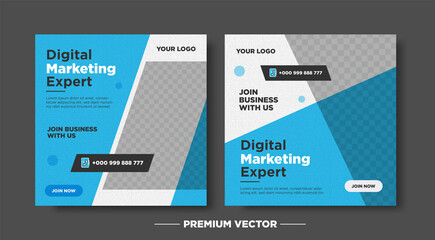 Obraz premium Digital marketing agency with paper texture social media post premium vector