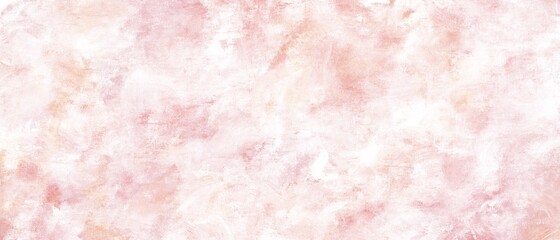 春の油絵抽象背景）ドライなテクスチャのピンクと白の横長バナー ラフな筆跡 ナチュラル かすれ アート