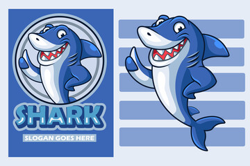 Cute shark cartoon design template