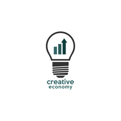 vector illustration of creative economy logo and icon with lights and economy icon.