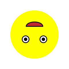 Happy emoji. Upside down. Communication background. Yellow face. Message button. Vector illustration. Stock image. 