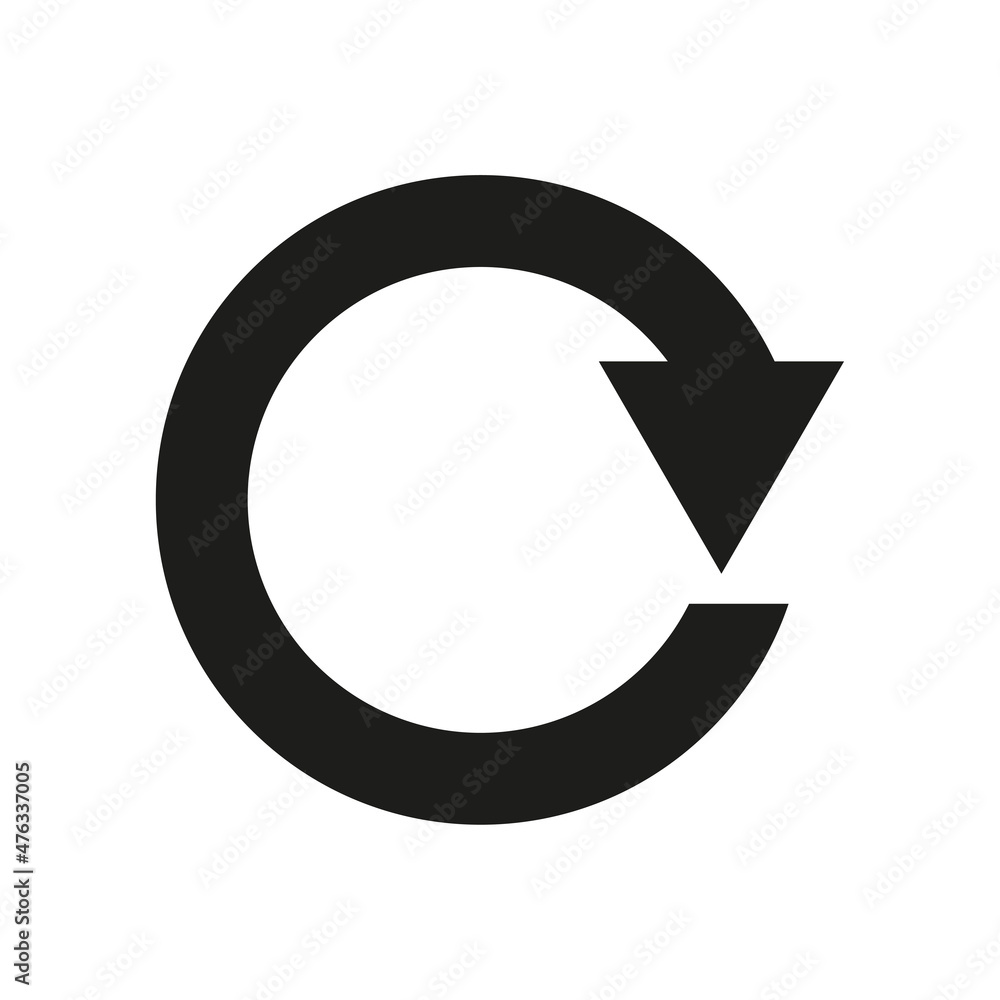 Poster reload icon. app button. isolated black sign. technology concept. business background. vector illust