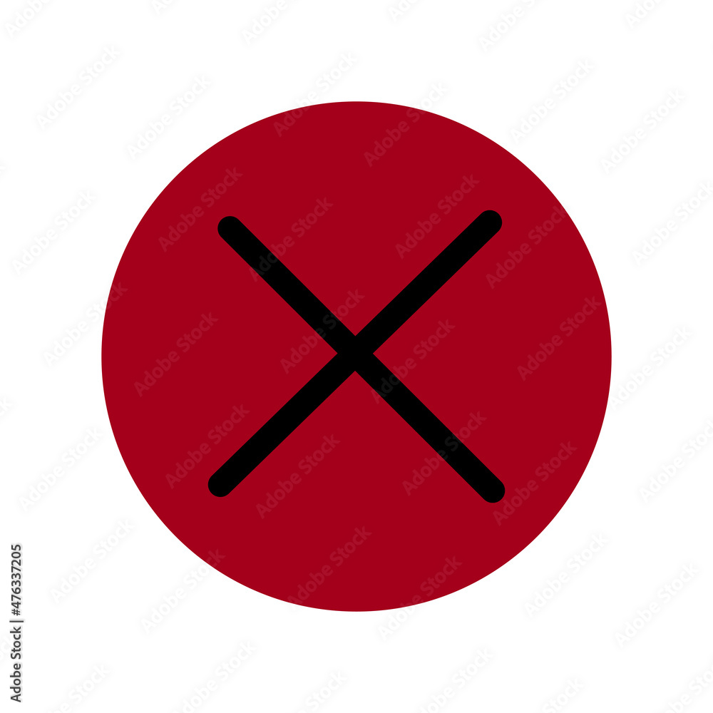 Aufkleber black cross icon. thin mark element. app design. dark red circle. simple flat art. vector illustrati
