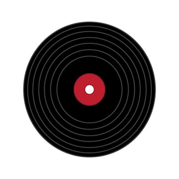 Vinyl record. Retro music icon. Audio sign. Realistic style. Vintage art. Flat design. Vector illustration. Stock image. 