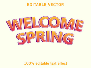 Welcome spring text, kids, funny style editable text effect 