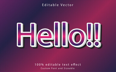 Hello text, Cyber neon gradient style editable text effect
