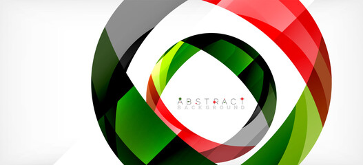 Fototapeta premium Color circle shapes, minimal geometric background. Trendy dynamic composition. Vector Illustration For Wallpaper, Banner, Background, Landing Page