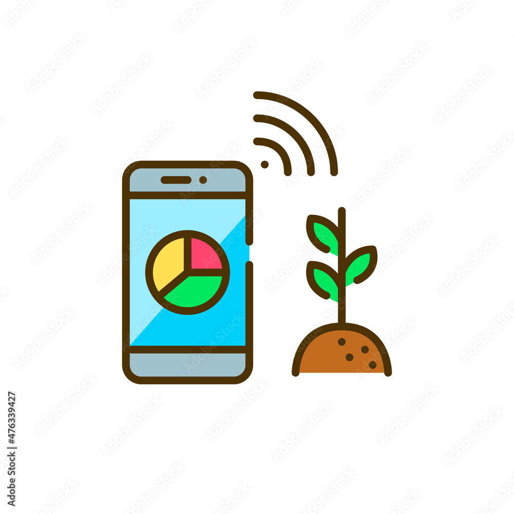 Poster smart farming technology. statistics gathered with wireless sensors and analyzed on a smartphone. pi