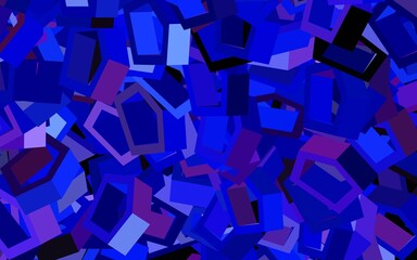 Dark Pink, Blue vector background with hexagons.