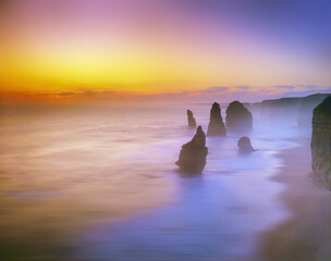 12 Apostles silhouette at dusk, Great Ocean Road, Victoria, Australia