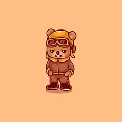 cute pilot bear illustration
