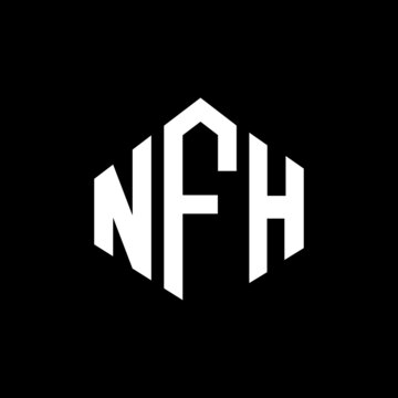 NFH letter logo design with polygon shape. NFH polygon and cube shape logo design. NFH hexagon vector logo template white and black colors. NFH monogram, business and real estate logo.