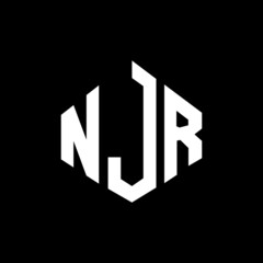 NJR letter logo design with polygon shape. NJR polygon and cube shape logo design. NJR hexagon vector logo template white and black colors. NJR monogram, business and real estate logo.