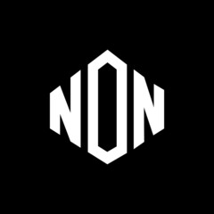 NON letter logo design with polygon shape. NON polygon and cube shape logo design. NON hexagon vector logo template white and black colors. NON monogram, business and real estate logo.