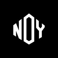 NOY letter logo design with polygon shape. NOY polygon and cube shape logo design. NOY hexagon vector logo template white and black colors. NOY monogram, business and real estate logo.