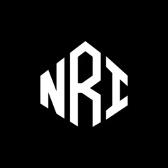 NRI letter logo design with polygon shape. NRI polygon and cube shape logo design. NRI hexagon vector logo template white and black colors. NRI monogram, business and real estate logo.