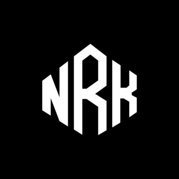 NRK letter logo design with polygon shape. NRK polygon and cube shape logo design. NRK hexagon vector logo template white and black colors. NRK monogram, business and real estate logo.
