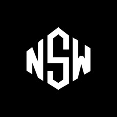 NSW letter logo design with polygon shape. NSW polygon and cube shape logo design. NSW hexagon vector logo template white and black colors. NSW monogram, business and real estate logo.