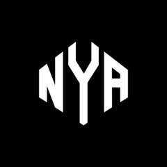NYA letter logo design with polygon shape. NYA polygon and cube shape logo design. NYA hexagon vector logo template white and black colors. NYA monogram, business and real estate logo.