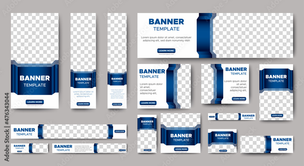 Wall mural set of creative web banners of standard size with a place for photos. business ad banner. vertical, 