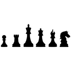 Chess simple icons collection on white background. Chess pieces sign. Chess game symbol. flat style.