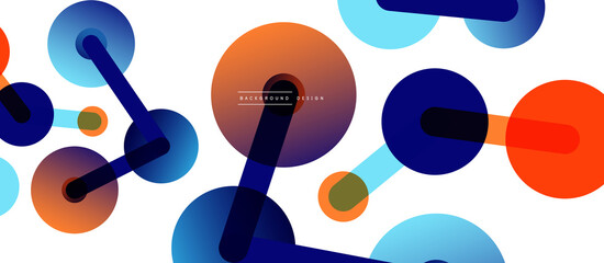 Abstract background. Round dots connected by lines. Trendy techno business template for wallpaper, banner, background or landing