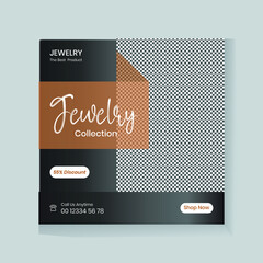 Jewelry social media instagram post banner or square flyer design template
