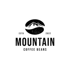 Vintage Coffee bean mountain logo design inspiration