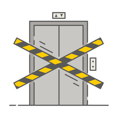 Elevator under constructionicon. Lift out of order. Outline illustration. Vector © Chorna_L