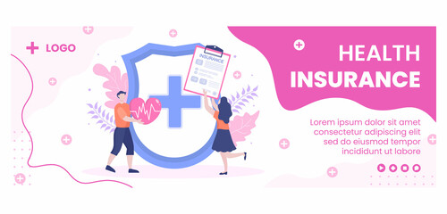 Health care Insurance Cover Template Flat Design Illustration Editable of Square Background for Social media, Greeting Card or Web Internet