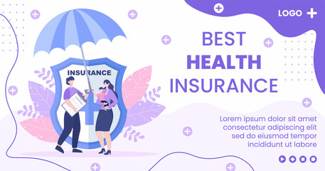 Obraz na płótnie Canvas Health care Insurance Post Template Flat Design Illustration Editable of Square Background for Social media, Greeting Card or Web Internet