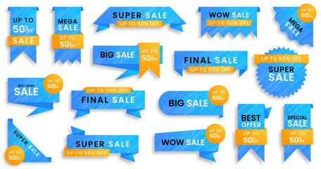 Modern sale label stickers and tags colorful collection