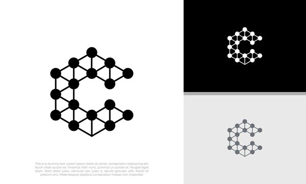 Innovative high tech logo template. Abstract artificial intelligence logo. Initial C logo design.	
