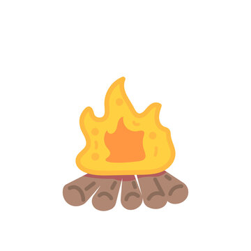 illustration of a bonfire. burnt wood. fire and wood. flat cartoon style. vector design